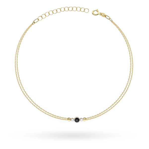 Bransoletka Czarny Diament 0,12ct żółte złoto