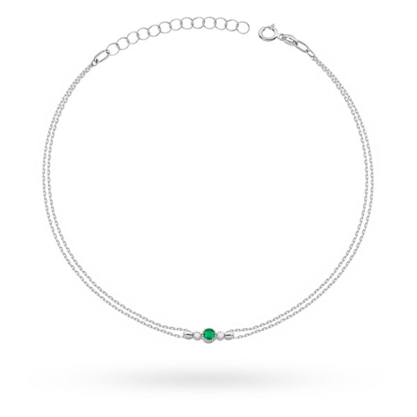 Bransoletka Szmaragd 0,15ct białe złoto