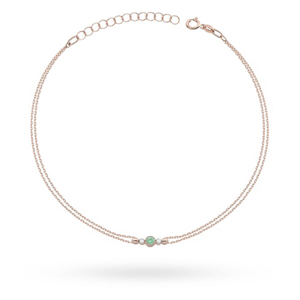 Bransoletka Szmaragd 0,15ct różowe złoto