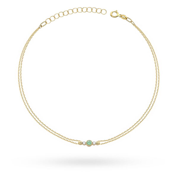 Bransoletka Szmaragd 0,15ct żółte złoto