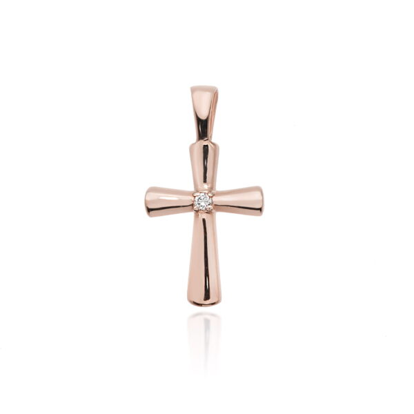 Krzyż Diament 0,0145ct różowe złoto