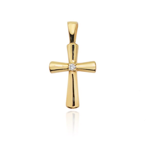 Krzyż Diament 0,0145ct żółte złoto