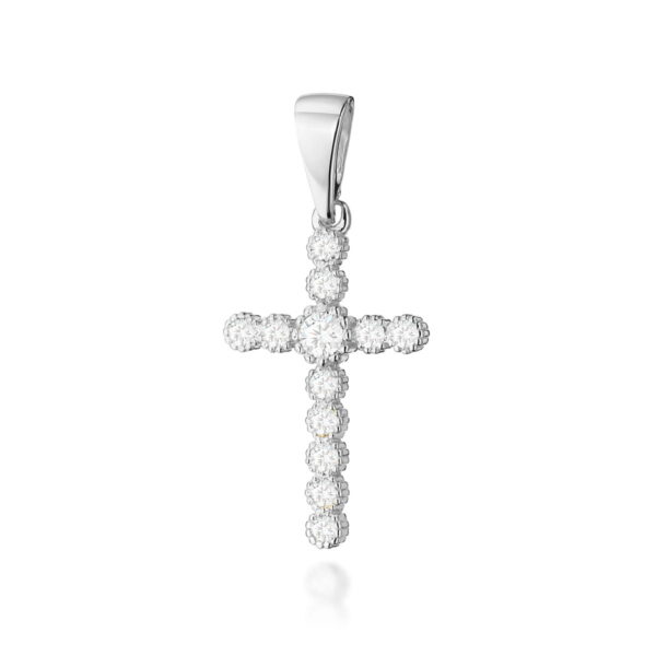 Krzyż Diament 0,10ct białe złoto