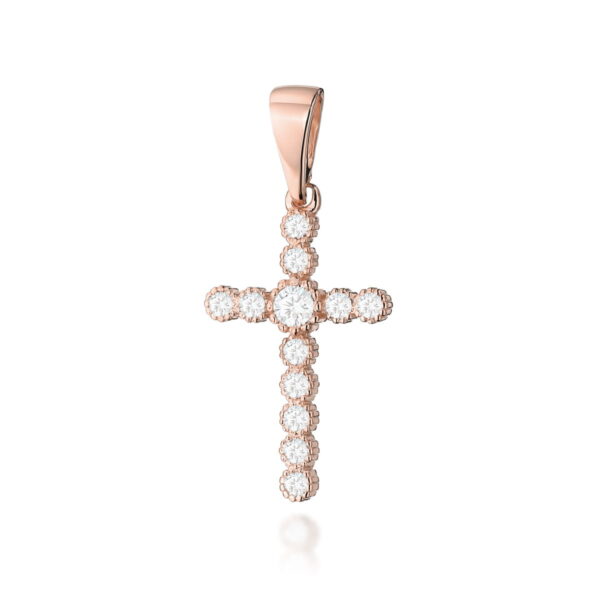 Krzyż Diament 0,10ct różowe złoto