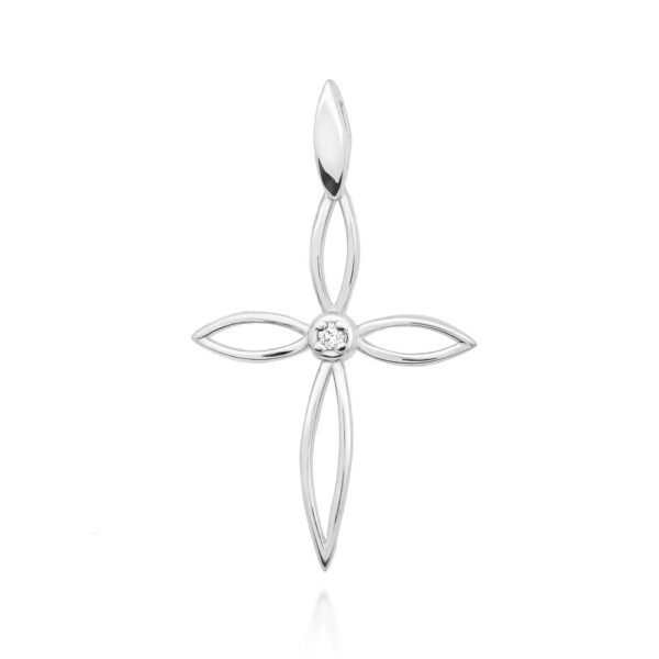 Krzyżyk Diament 0,02ct białe złoto