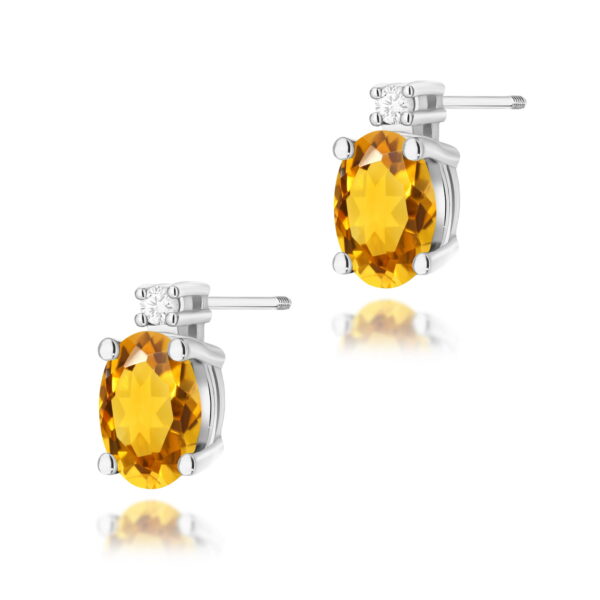 Kolczyki Cytryn 2 x 0,60ct białe złoto sztyft zakręcany