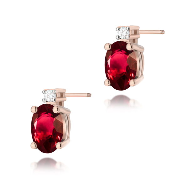 Kolczyki Rubin 2 x 0,60ct różowe złoto sztyft zakręcany