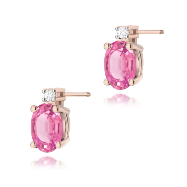 Kolczyki Różowy Topaz 2 x 0,50ct różowe złoto sztyft zakręcany