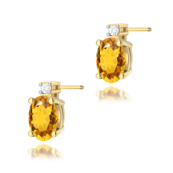 Kolczyki Cytryn 2 x 0,60ct żółte złoto sztyft zakręcany
