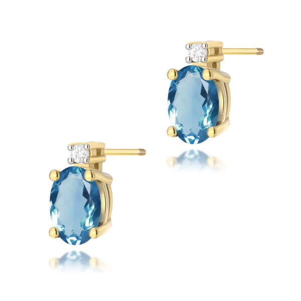Kolczyki Topaz London Blue 2 x 0,50ct żółte złoto sztyft zakręcany
