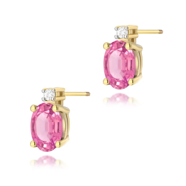 Kolczyki Różowy Topaz 2 x 0,50ct żółte złoto sztyft zakręcany