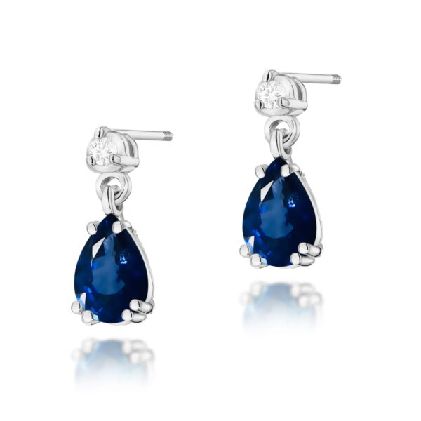 Kolczyki Szafir 2 x 0,60ct białe złoto sztytf zakręcany