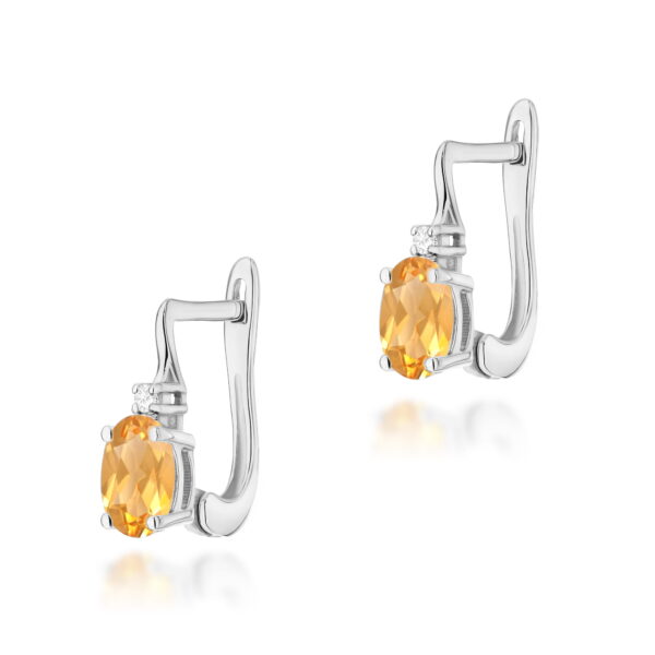 Kolczyki Cytryn 2 x 0,60ct białe złoto