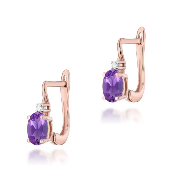 Kolczyki Ametyst 2 x 0,40ct różowe złoto