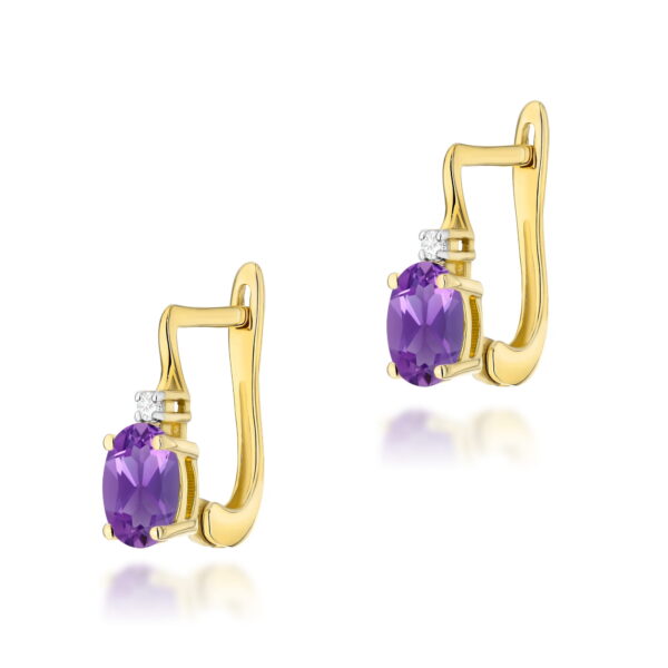 Kolczyki Ametyst 2 x 0,40ct żółte złoto