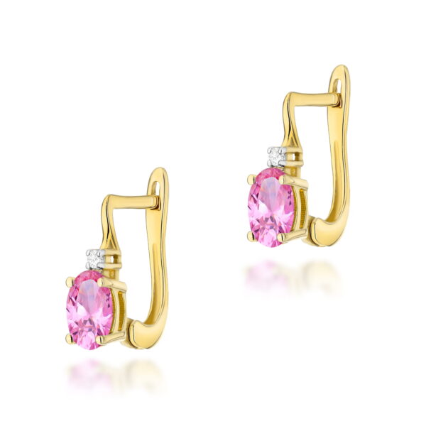 Kolczyki Różowy Topaz 2 x 0,50ct żółte złoto