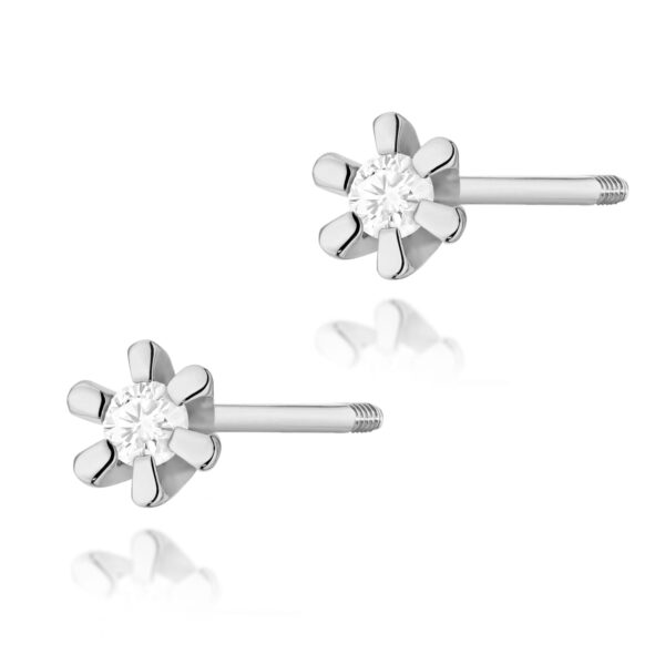Kolczyki Diament 2 x 0,02ct białe złoto sztyft zakręcany