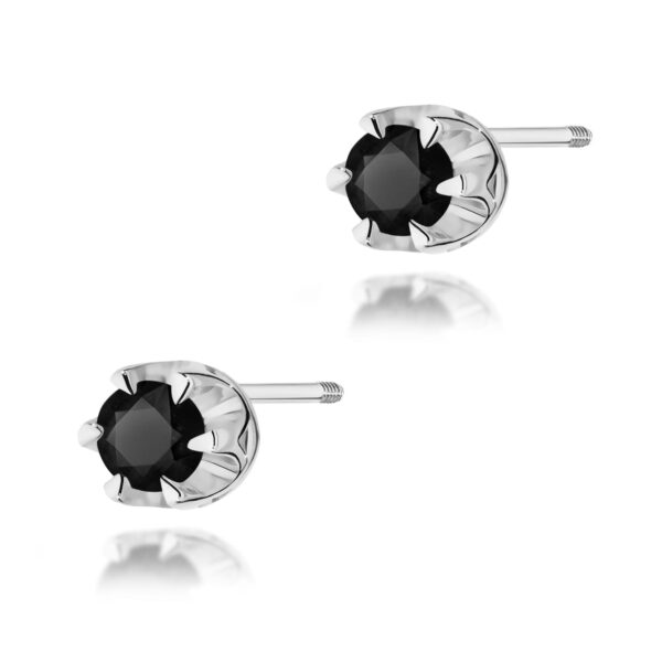 Kolczyki Czarny Diament 2 x 0,12ct białe złoto sztyft zakręcany