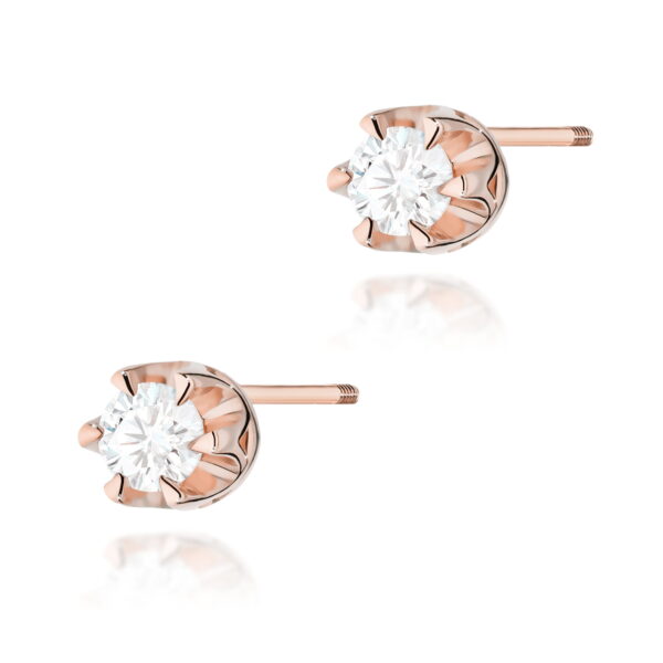 Kolczyki Diament 2 x 0,08ct różowe złoto sztyft zakręcany