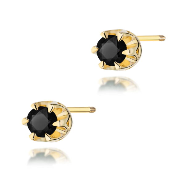 Kolczyki Czarny Diament 2 x 0,12ct żółte złoto sztyft zakręcany