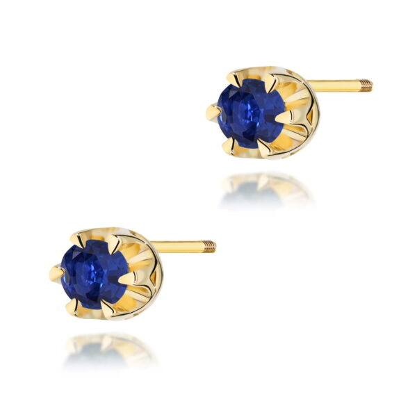 Kolczyki Szafir 2 x 0,15ct żółte złoto sztyft zakręcany