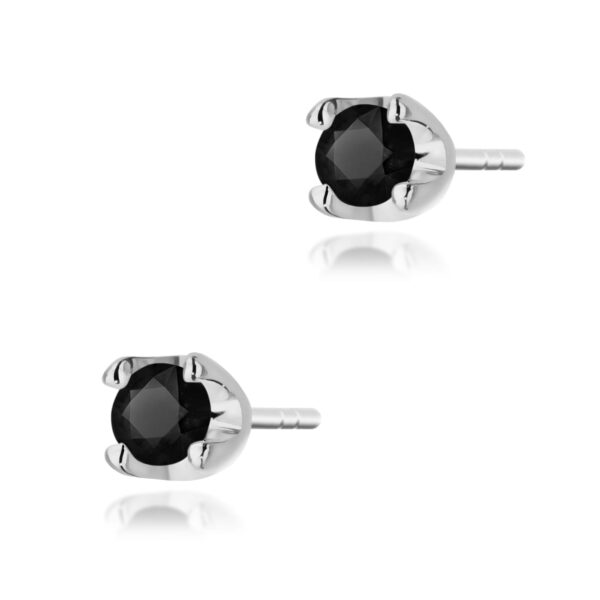 Kolczyki czarny diament 2 x 0,12ct białe złoto