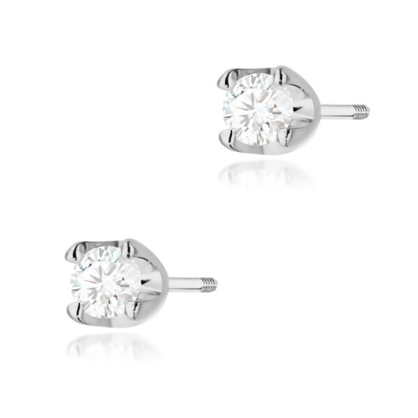 Kolczyki Diament 2 x 0,08ct białe złoto sztyft zakręcany