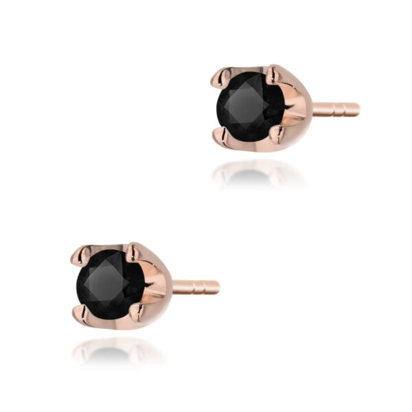 Kolczyki czarny diament 2 x 0,12ct różowe złoto