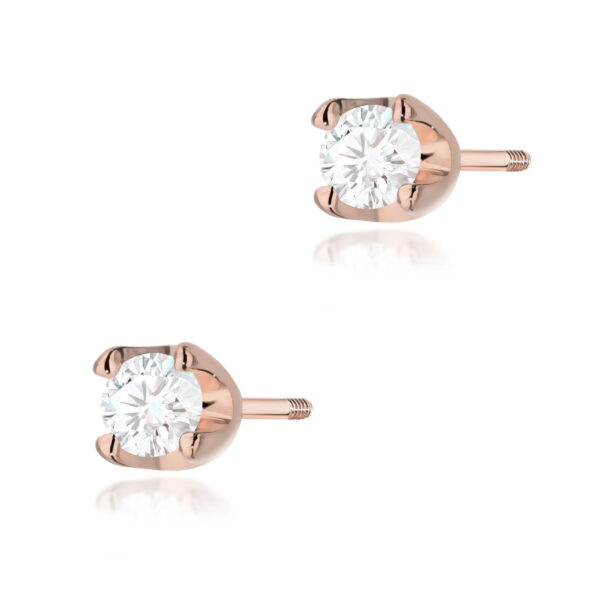 Kolczyki Diament 2 x 0,08ct różowe złoto sztyft zakręcany