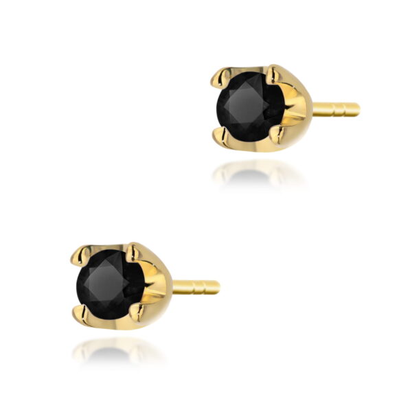 Kolczyki czarny diament 2 x 0,12ct żółte złoto