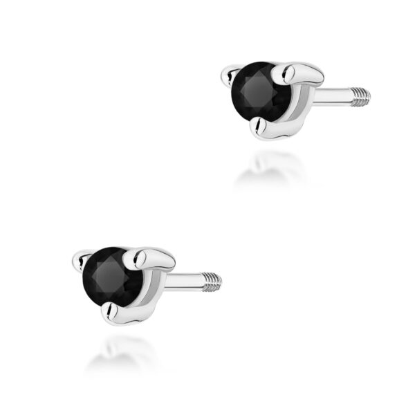 Kolczyki Czarny Diament 2 x 0,04ct białe złoto sztyft zakręcany