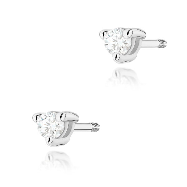 Kolczyki Diament 2 x 0,04ct białe złoto sztyft zakręcany
