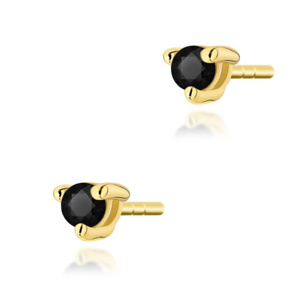 Kolczyki Czarny Diament 2 x 0,04ct żółte złoto