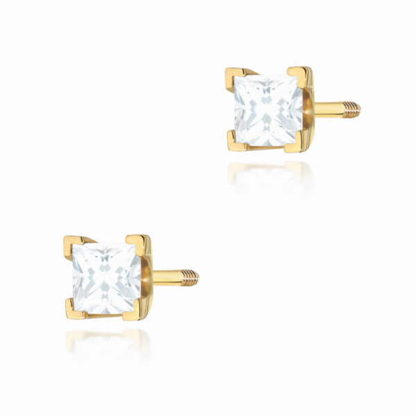 Kolczyki Diament 2 x 0,15ct żółte złoto sztyft zakręcany
