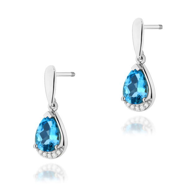 Kolczyki Topaz Swiss 2 x 1,40ct białe złoto sztyft zakręcany