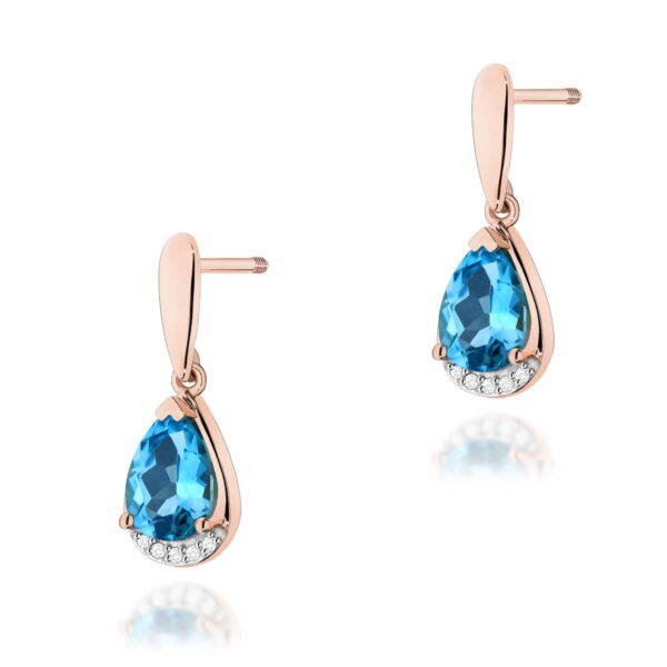 Kolczyki Topaz Swiss 2 x 1,40ct różowe złoto sztyft zakręcany
