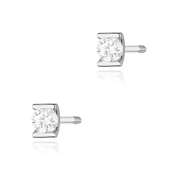 Kolczyki Diament 2 x 0,04ct białe złoto sztyft zakręcany