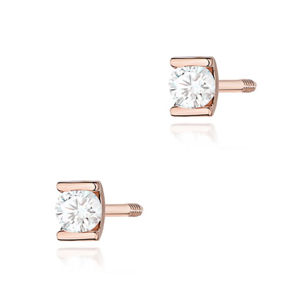 Kolczyki Diament 2 x 0,04ct różowe złoto sztyft zakręcany