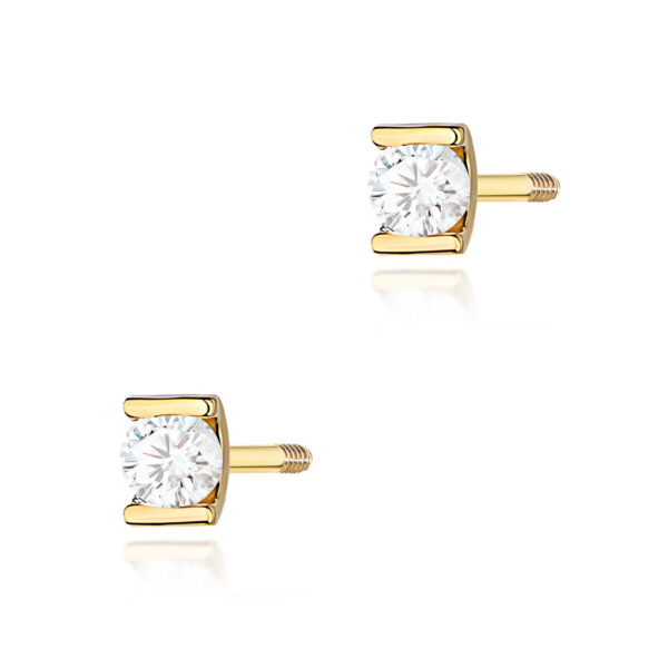 Kolczyki Diament 2 x 0,04ct żółte złoto sztyft zakręcany