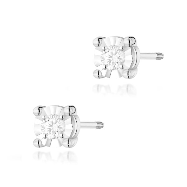 Kolczyki Diament 2 x 0,03ct białe złoto sztyft zakręcany