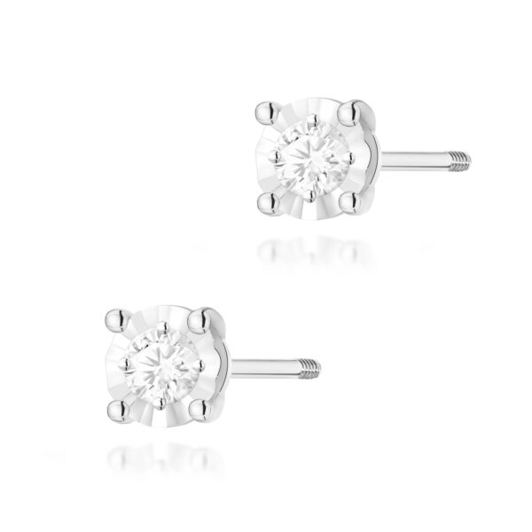 Kolczyki Diament 2 x 0,08ct białe złoto sztyft zakręcany