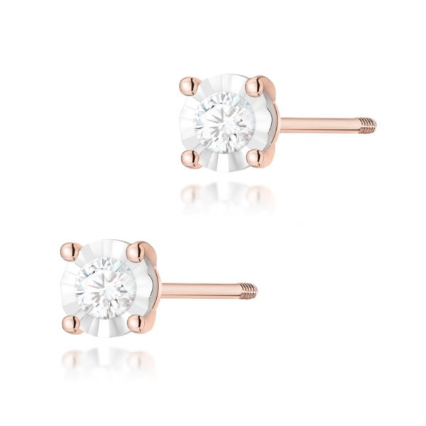 Kolczyki Diament 2 x 0,08ct różowe złoto sztyft zakręcany