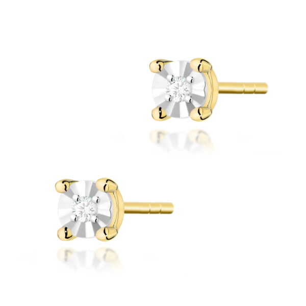 Kolczyki Diament 2 x 0,01ct żółte złoto