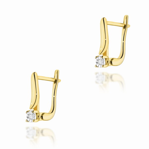 Kolczyki Diament 2 x 0,0086ct żółte złoto