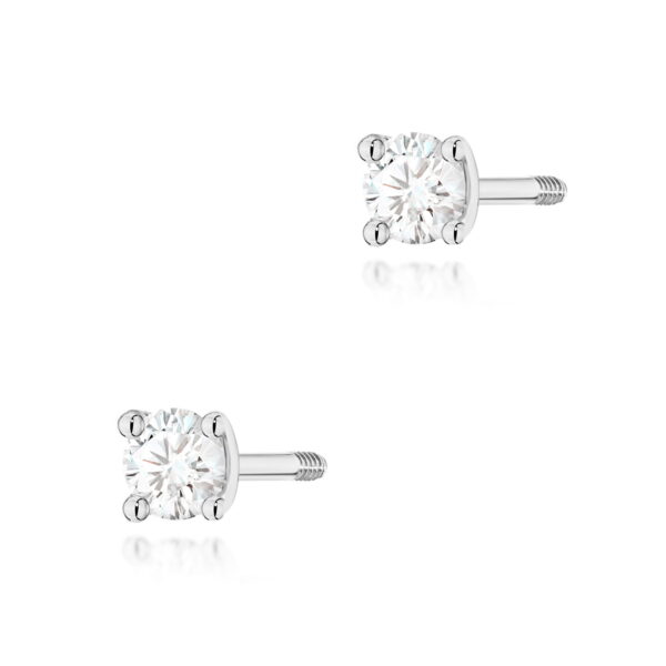 Kolczyki Diament 2 x 0,04ct białe złoto sztyft zakręcany