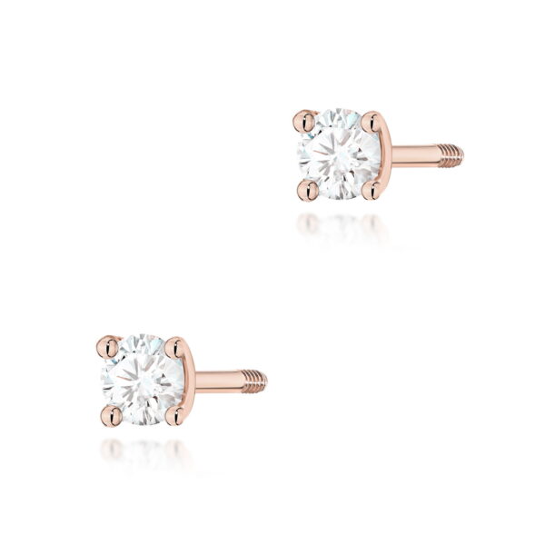 Kolczyki Diament 2 x 0,04ct różowe złoto sztyft zakręcany