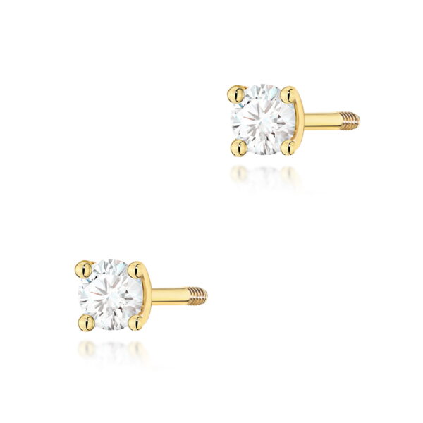 Kolczyki Diament 2 x 0,04ct żółte złoto sztyft zakręcany