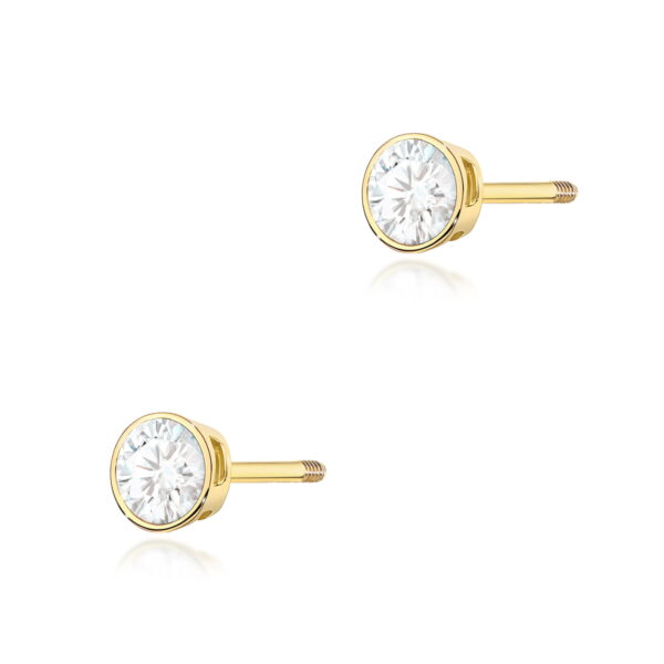 Kolczyki Diament 2 x 0,10ct żółte złoto sztyft zakręcany