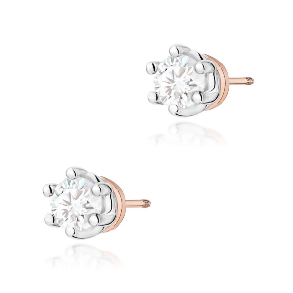 Kolczyki Diament 2 x 0,15ct różowe złoto sztyft zakręcany