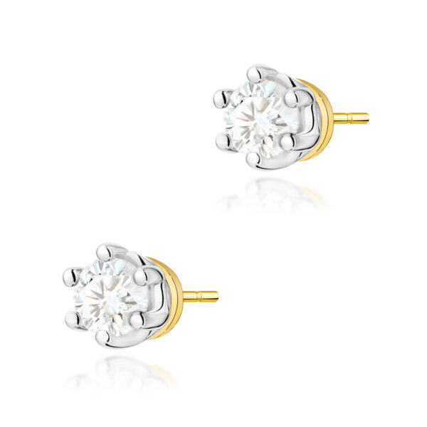 Kolczyki Diament Laboratoryjny 2 x 0,15ct żółte złoto
